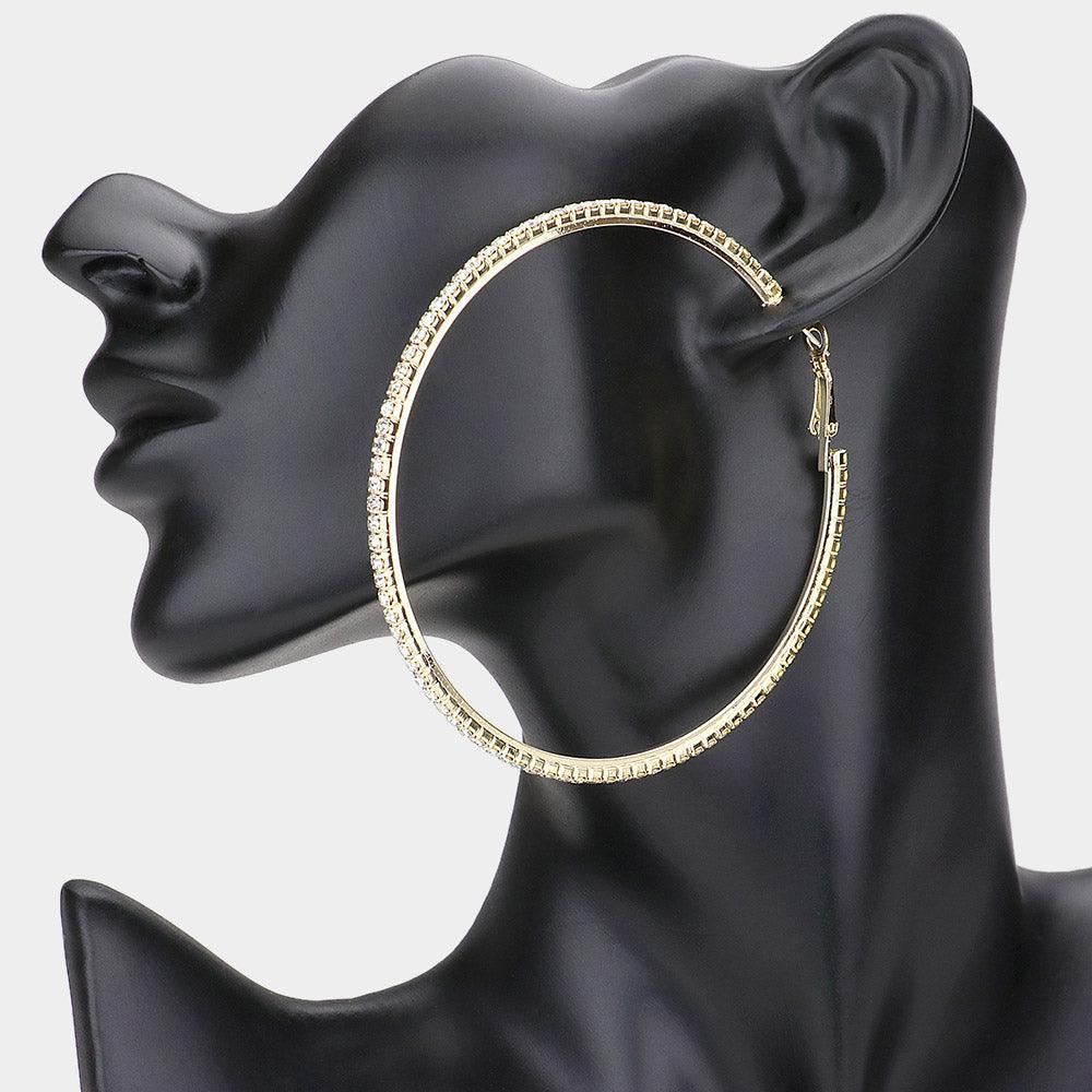 Gold Crystal Rhinestone Hoop Earrings - Jewelry Store by Erik Rayo