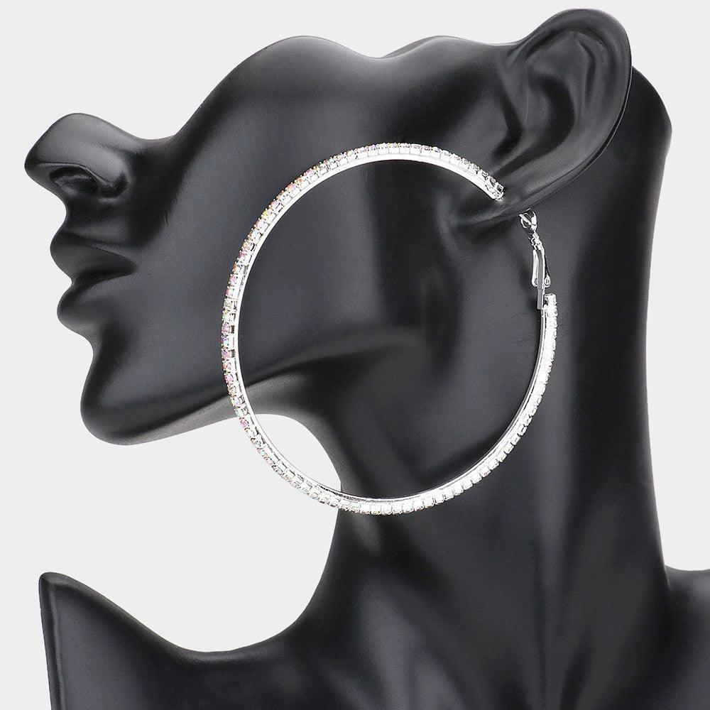 Silver Crystal Rhinestone Hoop Earrings - Jewelry Store by Erik Rayo