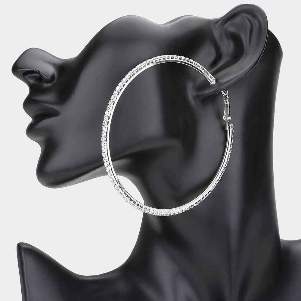 Silver Crystal Rhinestone Hoop Earrings - Jewelry Store by Erik Rayo