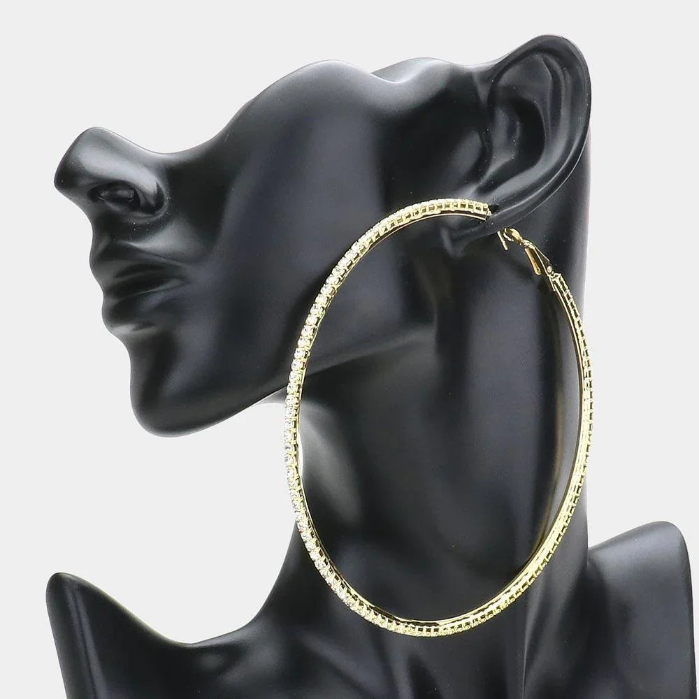Gold Rhinestone Hoop Earrings - Jewelry Store by Erik Rayo