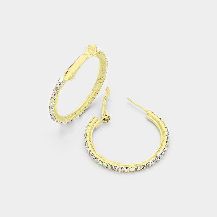 Gold Rhinestone Hoop Earrings - Jewelry Store by Erik Rayo