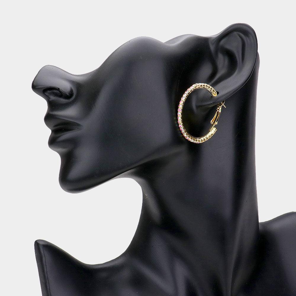 Gold Rhinestone Hoop Earrings - Jewelry Store by Erik Rayo