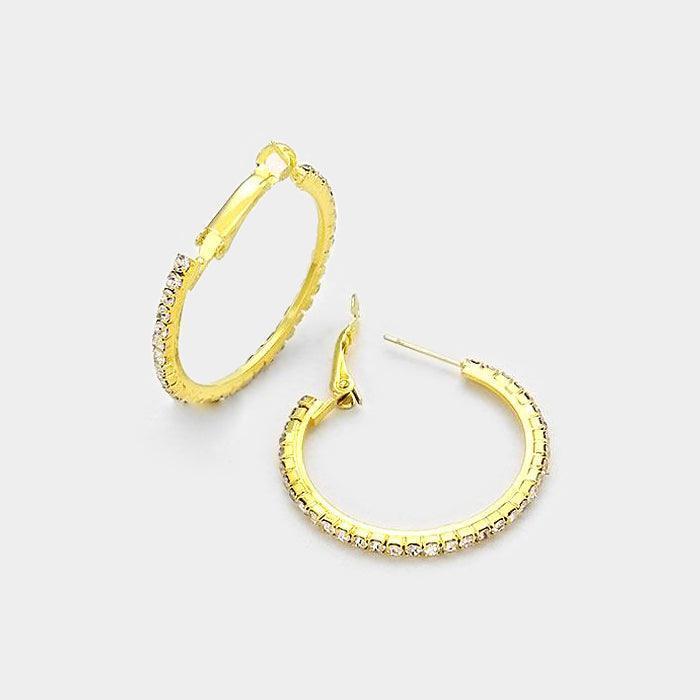 Gold Rhinestone Hoop Earrings - Jewelry Store by Erik Rayo