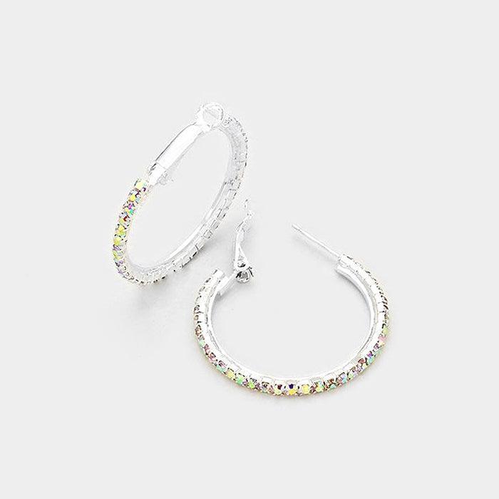 Silver Rhinestone Hoop Earrings - Jewelry Store by Erik Rayo