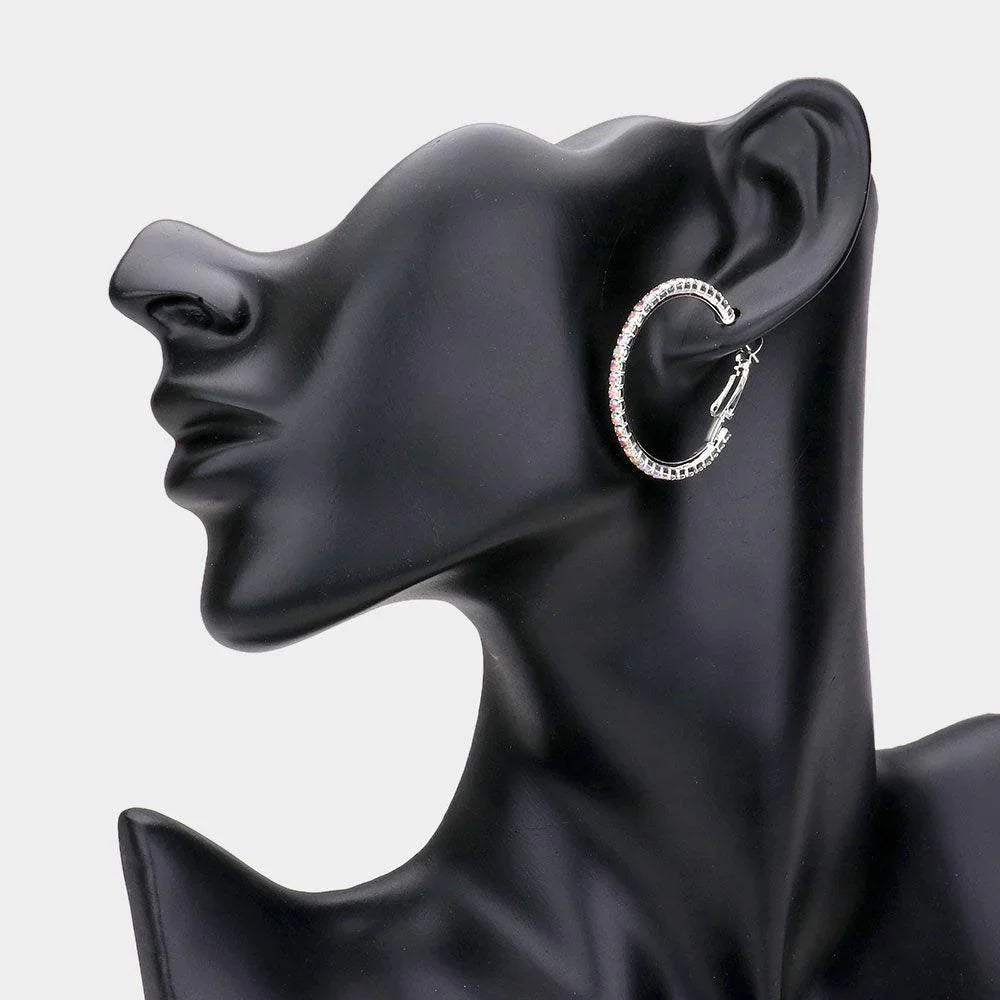 Silver Rhinestone Hoop Earrings - Jewelry Store by Erik Rayo