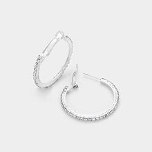 Load image into Gallery viewer, Silver Rhinestone Hoop Earrings
