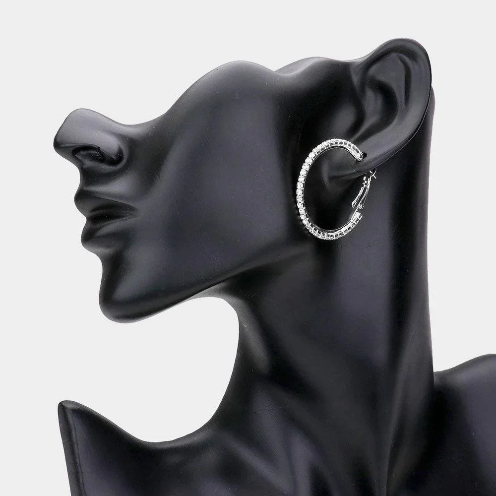 Silver Rhinestone Hoop Earrings - Jewelry Store by Erik Rayo