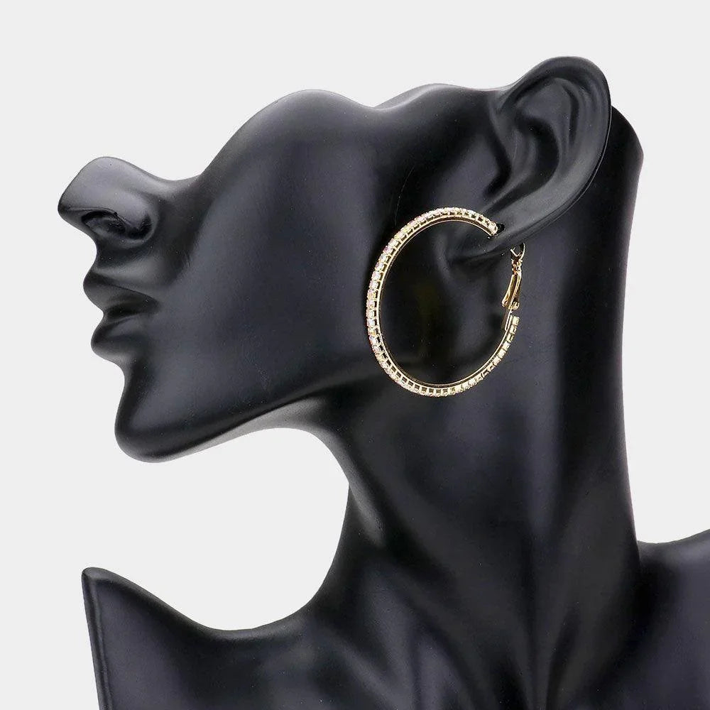 Gold Rhinestone Hoop Earrings - Jewelry Store by Erik Rayo