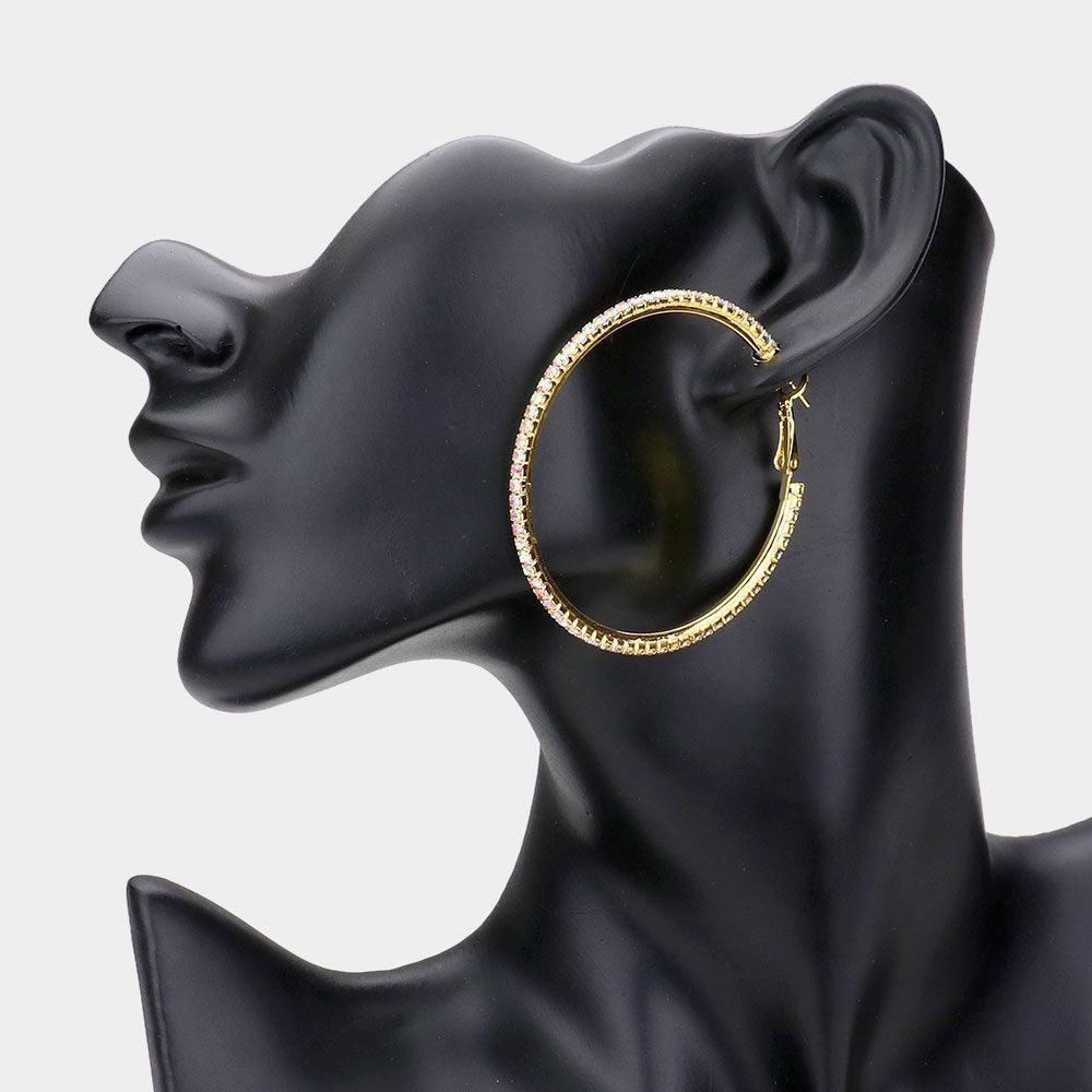 Gold Rhinestone Hoop Earrings - Jewelry Store by Erik Rayo