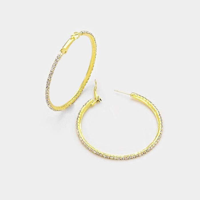 Gold Rhinestone Hoop Earrings - Jewelry Store by Erik Rayo