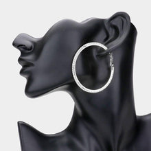 Load image into Gallery viewer, Silver Rhinestone Hoop Earrings
