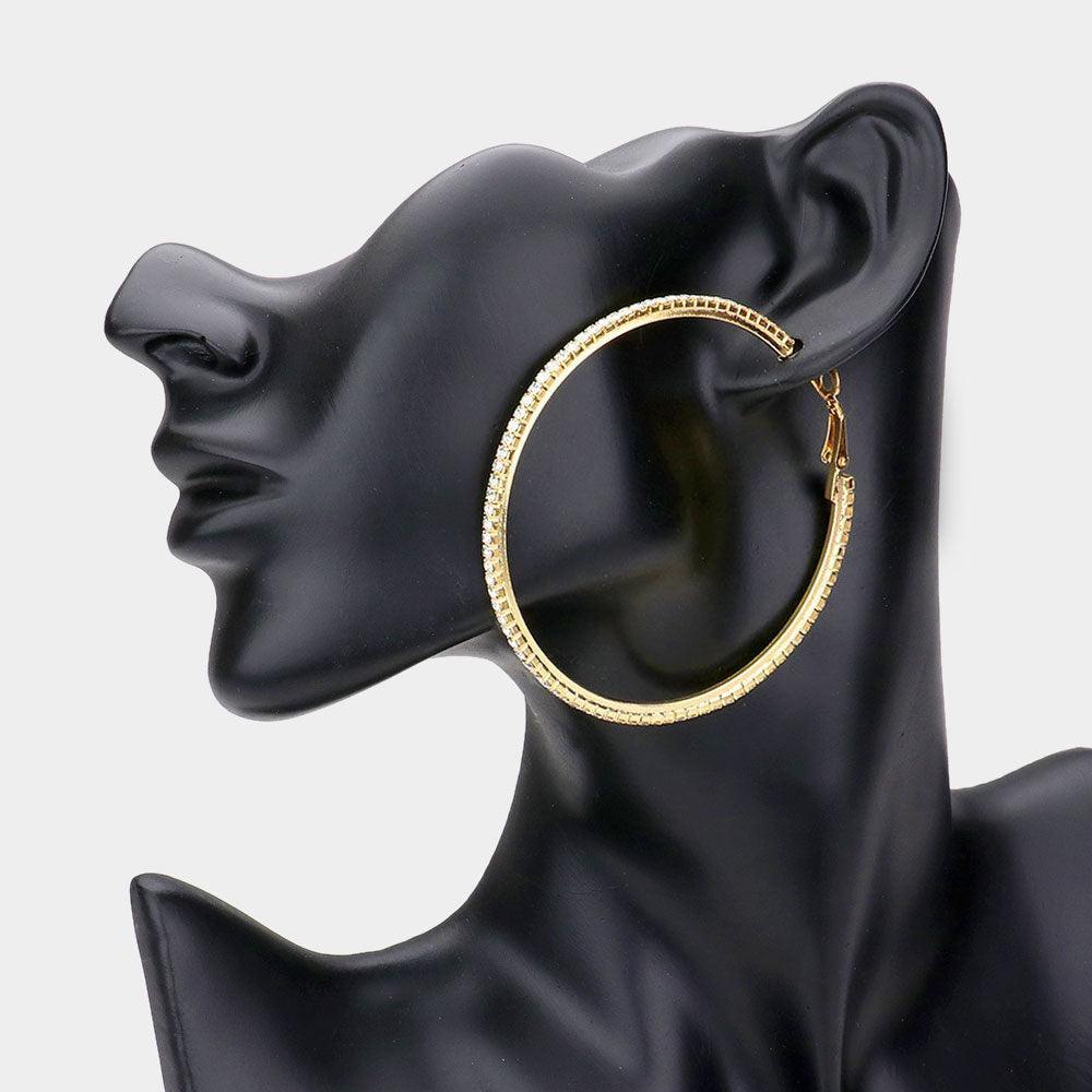 Gold Rhinestone Hoop Earrings - Jewelry Store by Erik Rayo