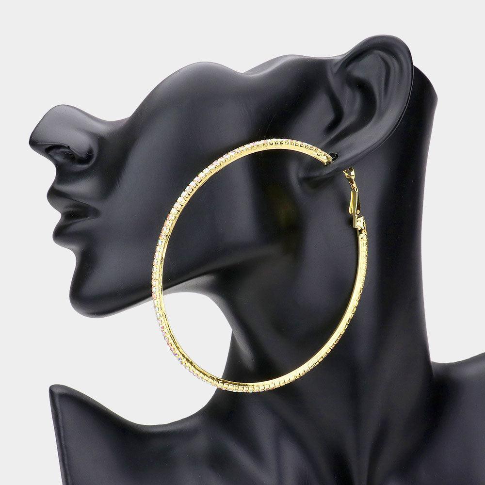 Gold Rhinestone Hoop Earrings - Jewelry Store by Erik Rayo