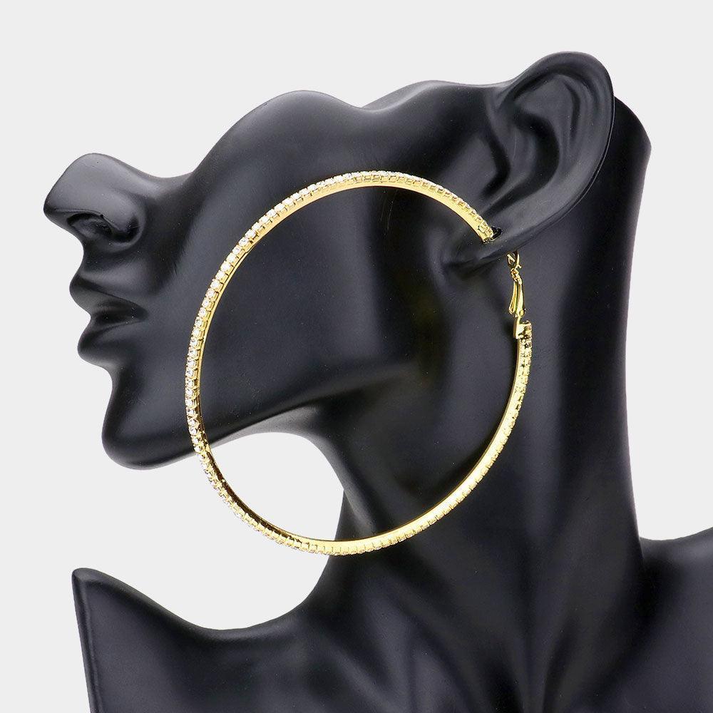 Gold Rhinestone Hoop Earrings - Jewelry Store by Erik Rayo