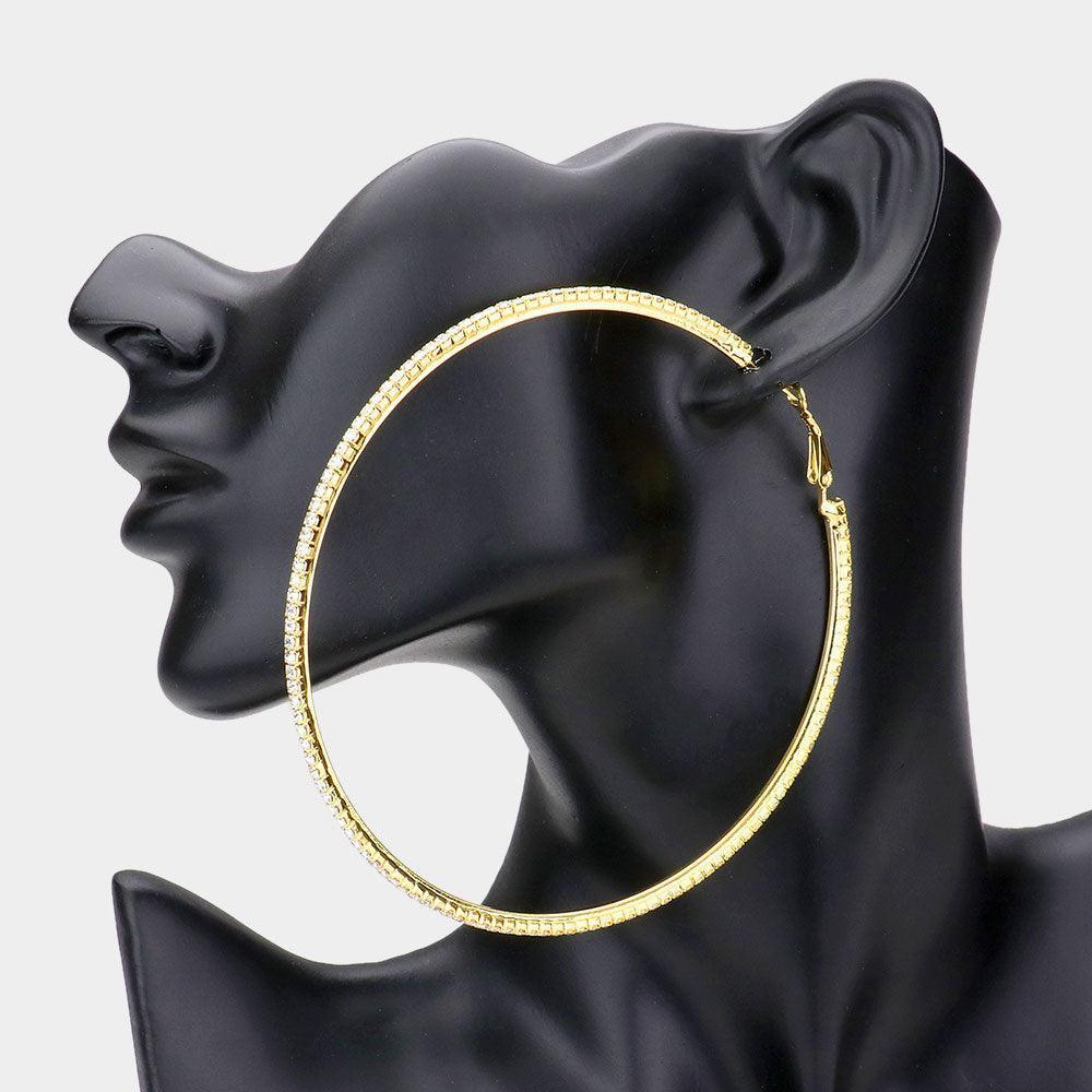 Gold Rhinestone Hoop Earrings - Jewelry Store by Erik Rayo