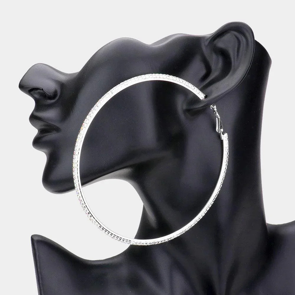 Silver Rhinestone Hoop Earrings - Jewelry Store by Erik Rayo