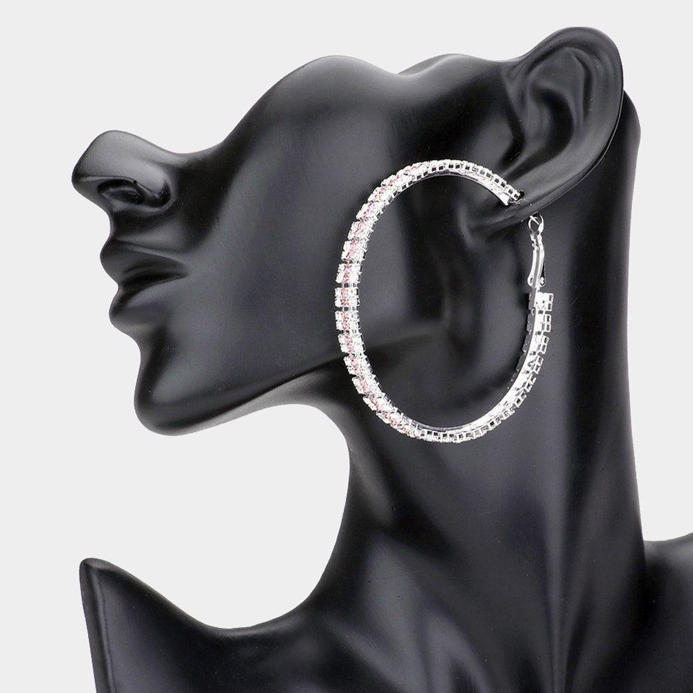 Silver Rhinestone Hoop Earrings - Jewelry Store by Erik Rayo