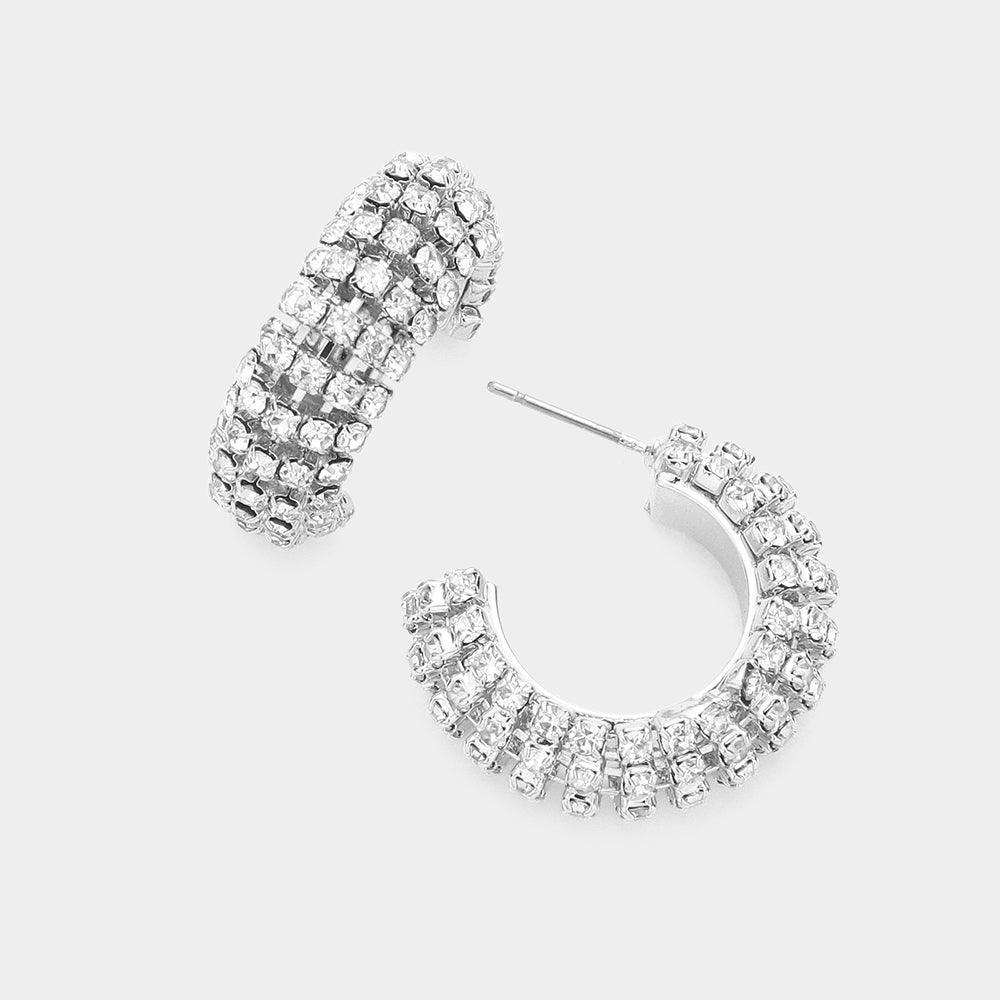 Brass Metal Rhinestone Hoop Earrings - Jewelry Store by Erik Rayo