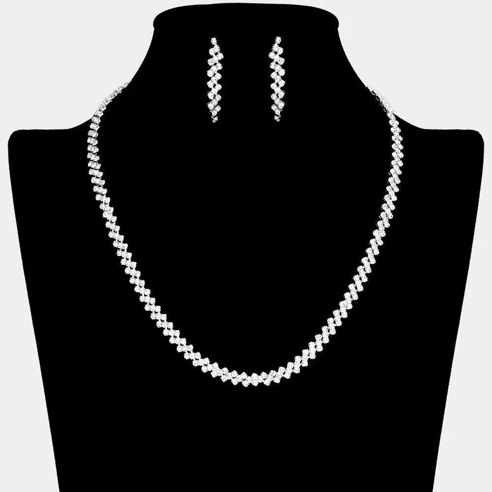 Silver Chain Necklace Rhinestone Paved - Jewelry Store by Erik Rayo