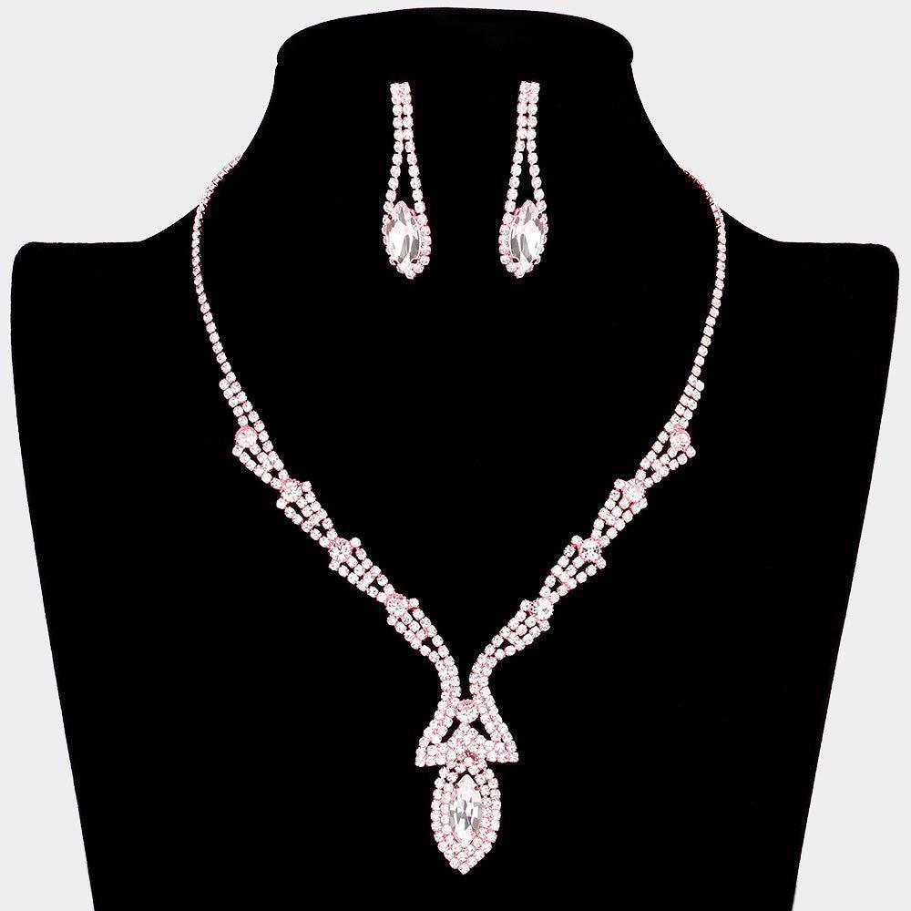 Rose Gold Marquise Stone Accented Rhinestone Necklace - Jewelry Store by Erik Rayo