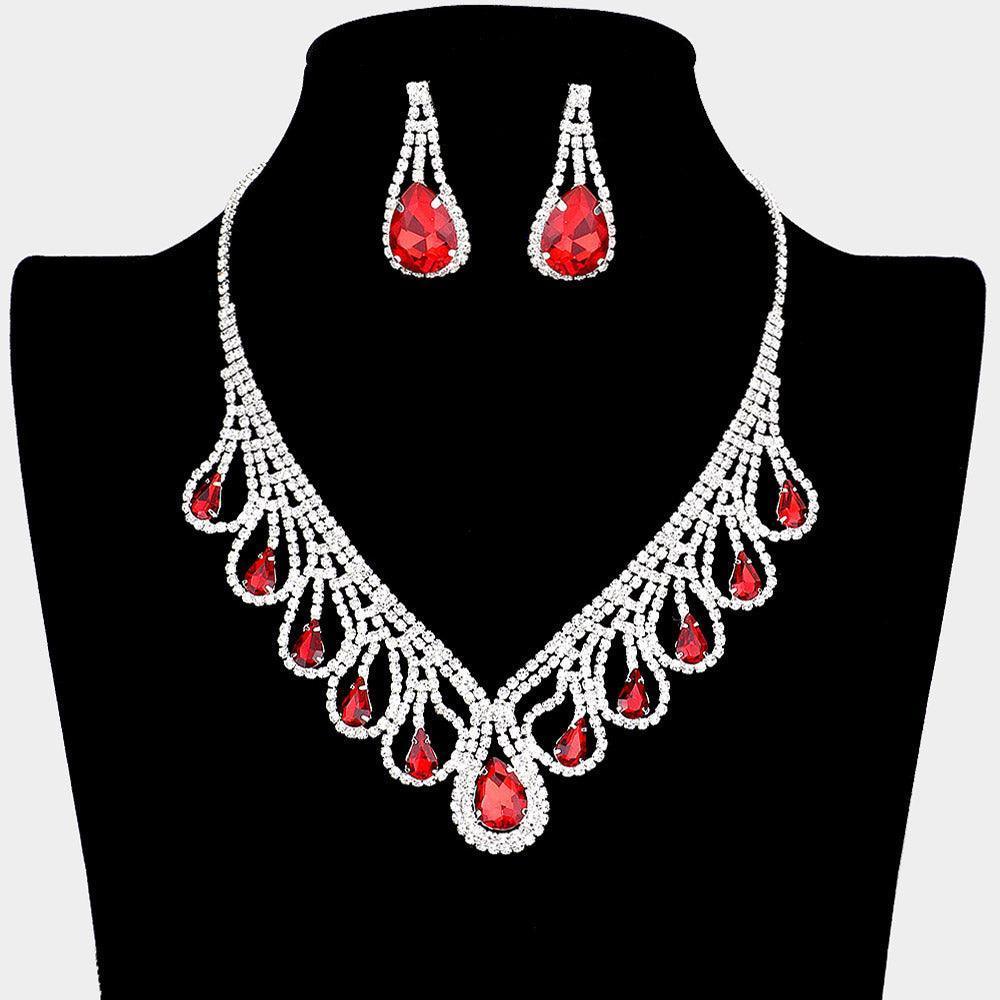 Silver Teardrop Crystal Rhinestone Collar Necklace - Jewelry Store by Erik Rayo