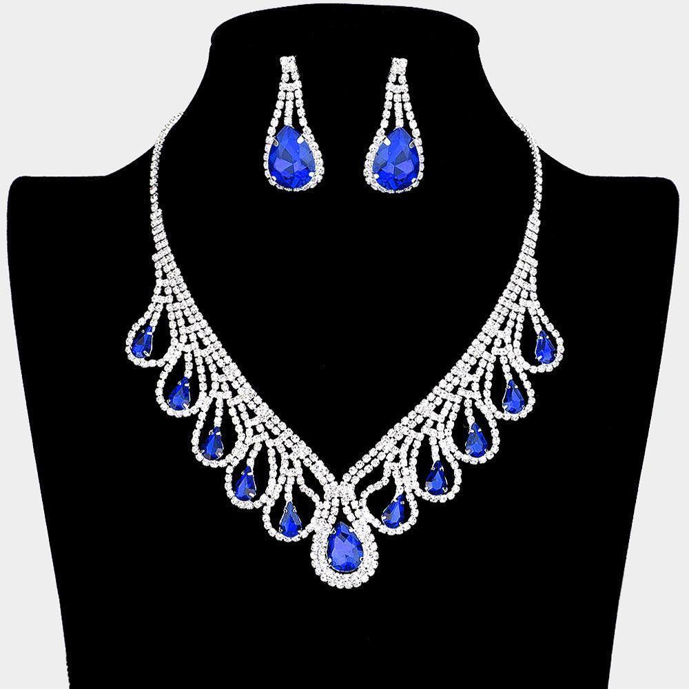 Silver Teardrop Crystal Rhinestone Collar Necklace - Jewelry Store by Erik Rayo