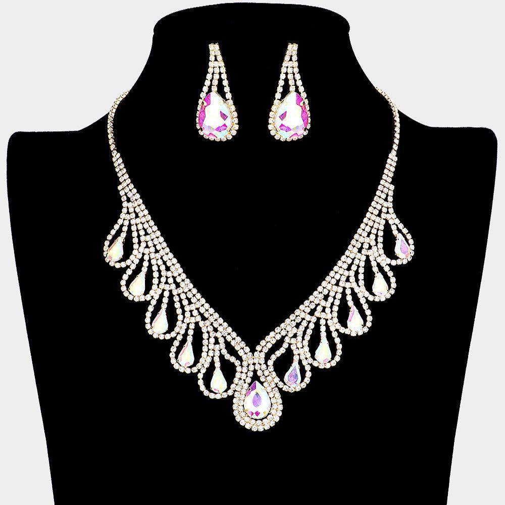 Gold Teardrop Crystal Rhinestone Collar Necklace - Jewelry Store by Erik Rayo