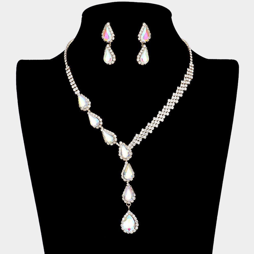 Gold Teardrop Crystal Rhinestone Necklace - Jewelry Store by Erik Rayo