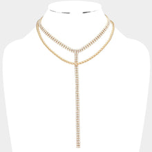 Load image into Gallery viewer, Gold Gold Dipped Rhinestone Y Necklace
