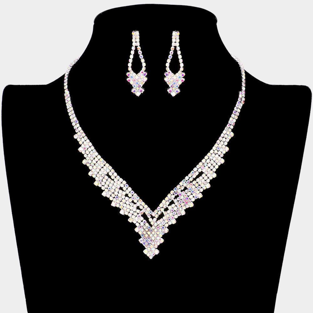 Silver Necklace Set Rhinestone Paved - Jewelry Store by Erik Rayo