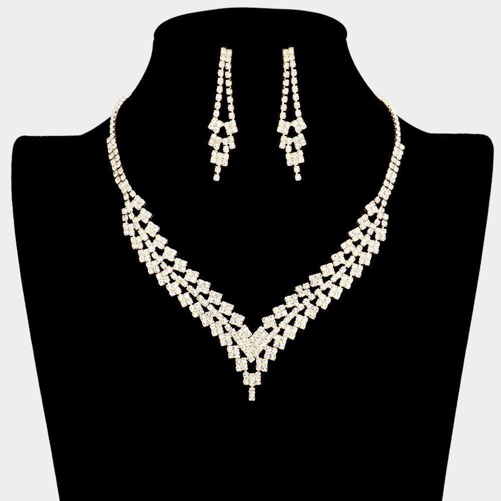 Gold Chevron Necklace Rhinestone Paved - Jewelry Store by Erik Rayo