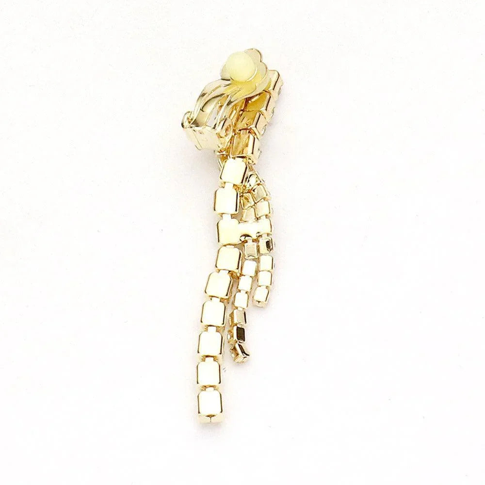 Gold 3 Piece Necklace Clip On Earring Jewelry Set Rhinestone Paved - Jewelry Store by Erik Rayo