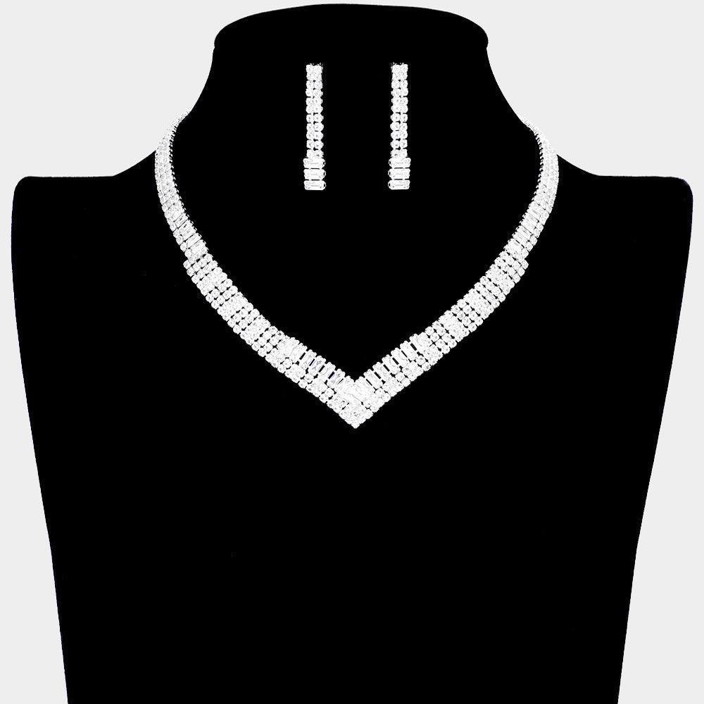 Silver V Shaped CZ Necklace - Jewelry Store by Erik Rayo