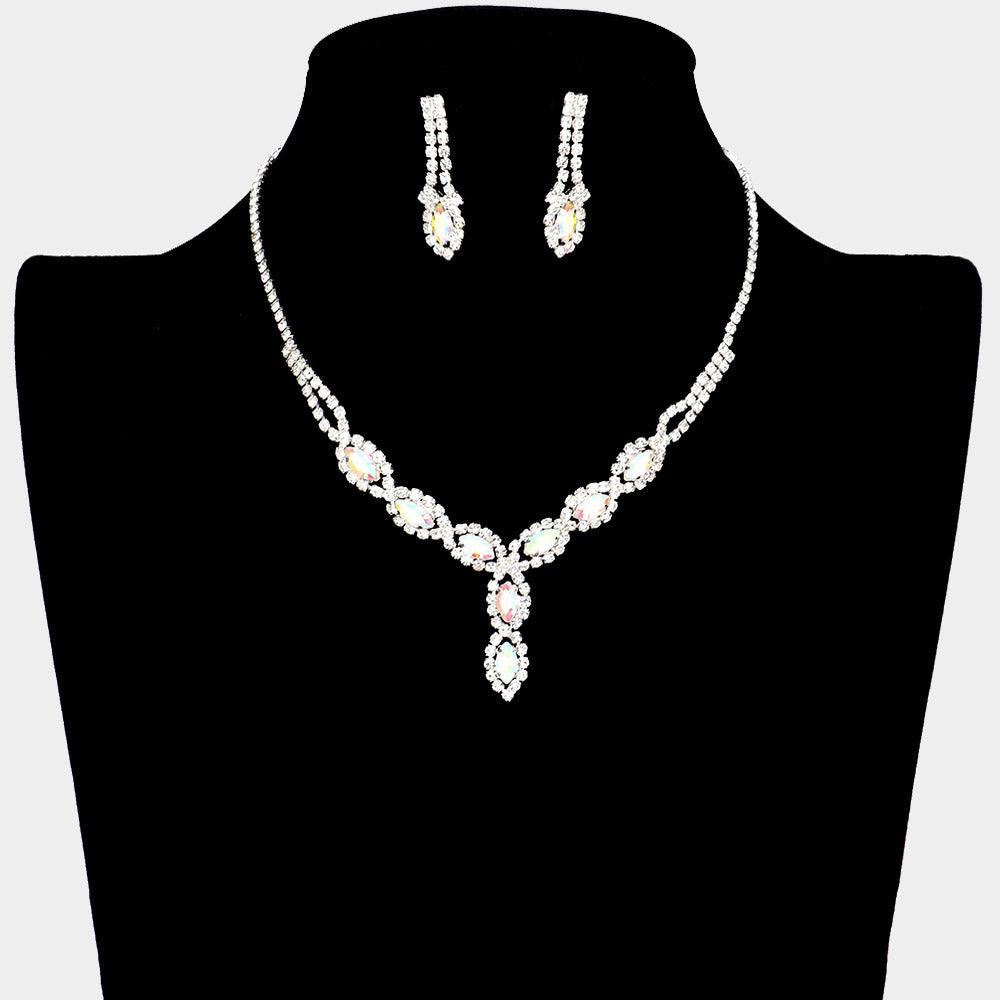 Silver Necklace Rhinestone Paved