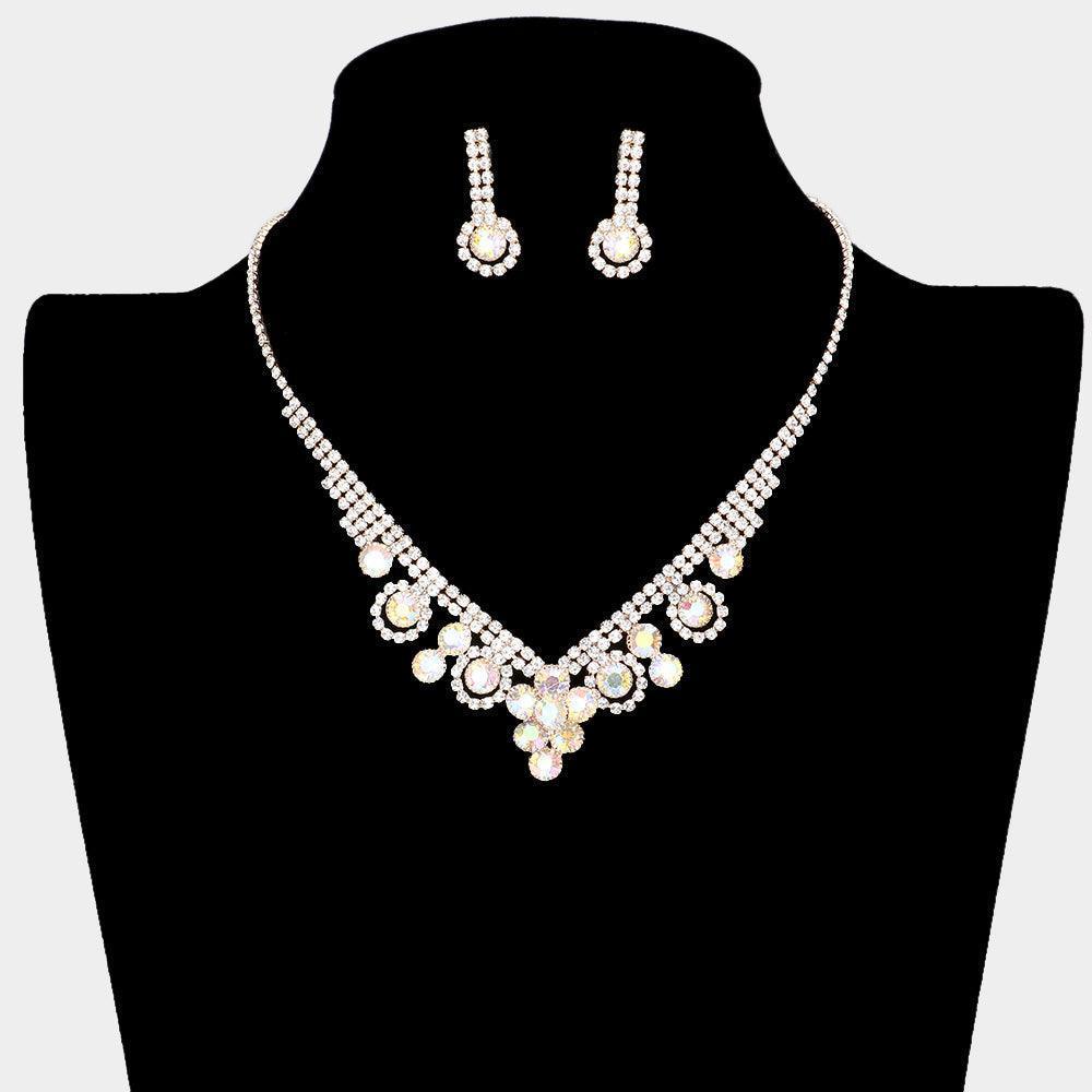 Gold Round Stone Flower Necklace Rhinestone Paved - Jewelry Store by Erik Rayo