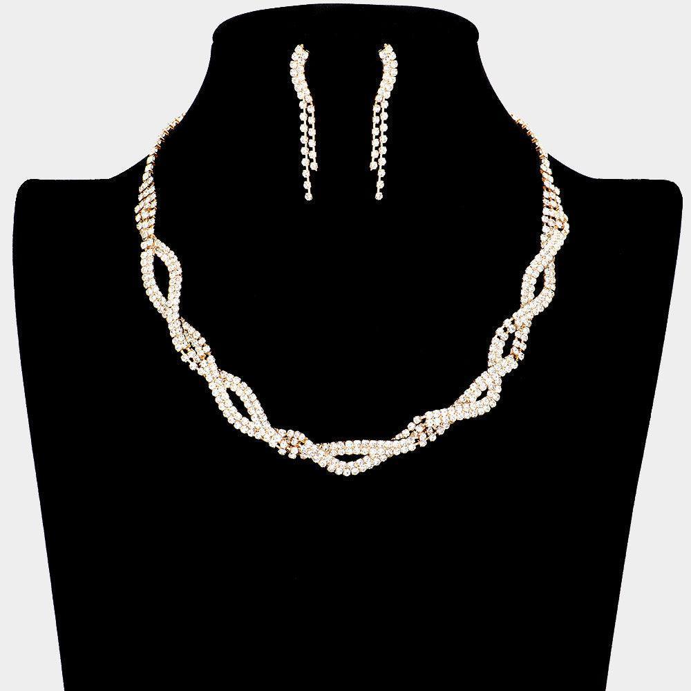 Gold Crystal Rhinestone Twisted Necklace - Jewelry Store by Erik Rayo