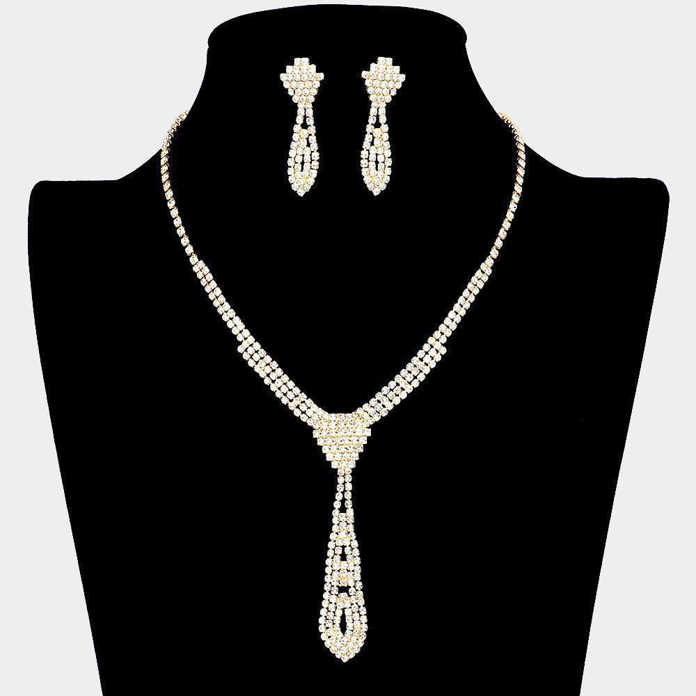 Gold Crystal Necklace Rhinestone Paved - Jewelry Store by Erik Rayo
