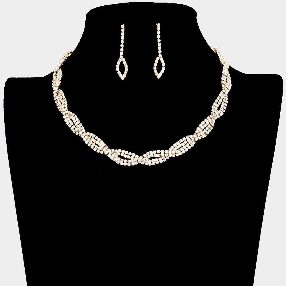 Gold Crystal Twisted Rhinestone Necklace - Jewelry Store by Erik Rayo