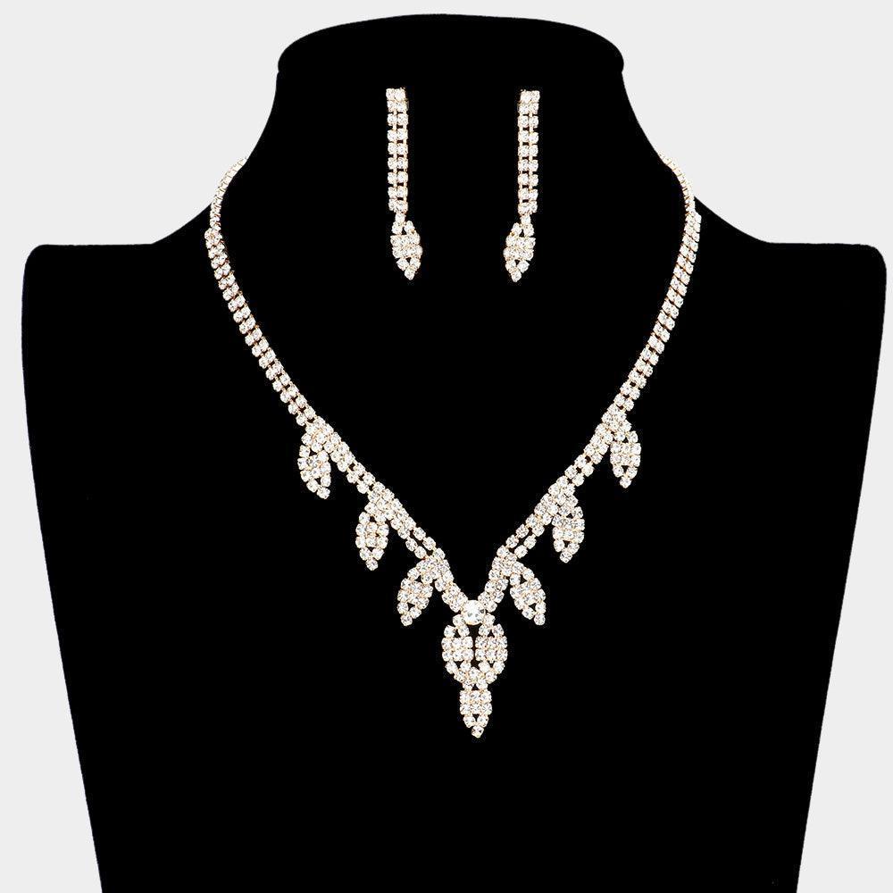 Gold Marquise Accented Necklace Rhinestone Paved - Jewelry Store by Erik Rayo