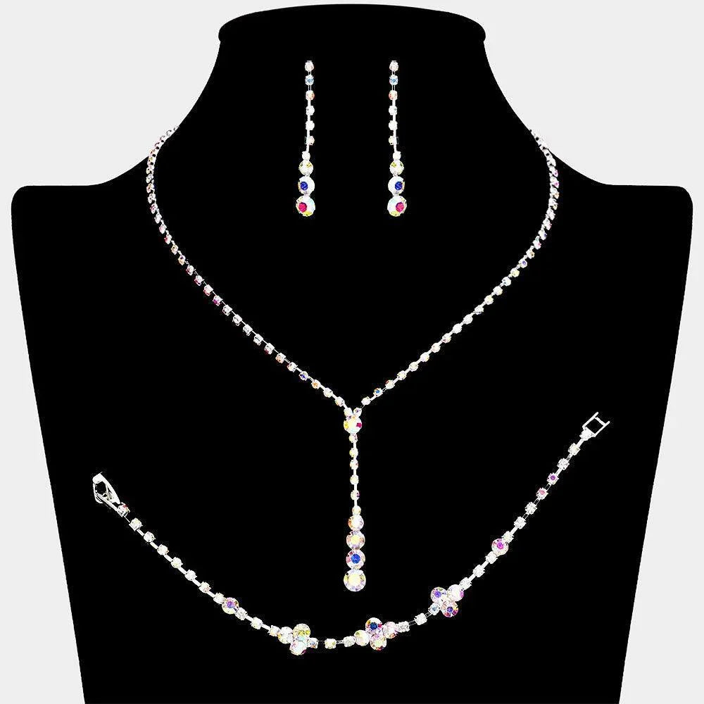 Silver Round Stone Pointed Necklace Rhinestone Paved - Jewelry Store by Erik Rayo