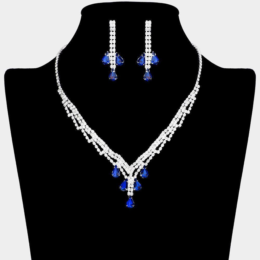 Silver Teardrop Stone Necklace Rhinestone Paved - Jewelry Store by Erik Rayo