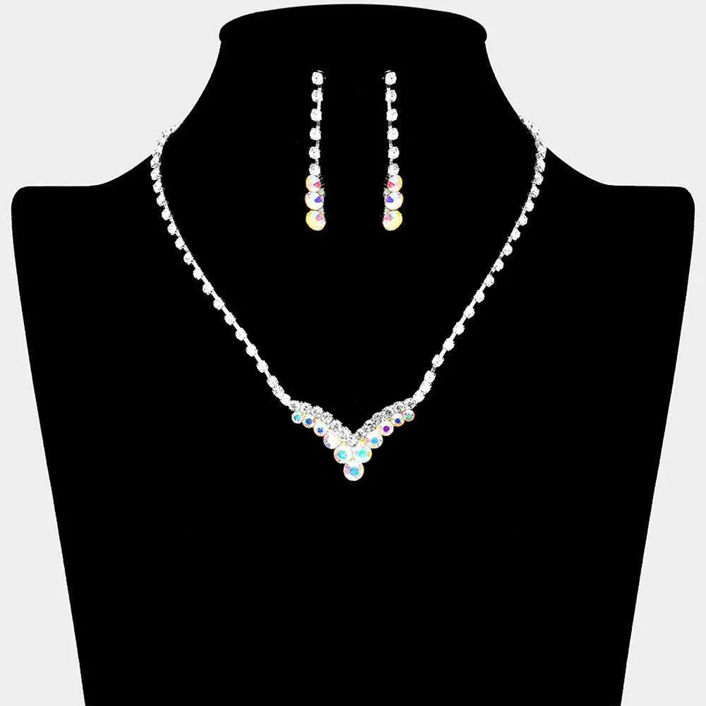 Silver Bubble Stone Detail Rhinestone Necklace - Jewelry Store by Erik Rayo