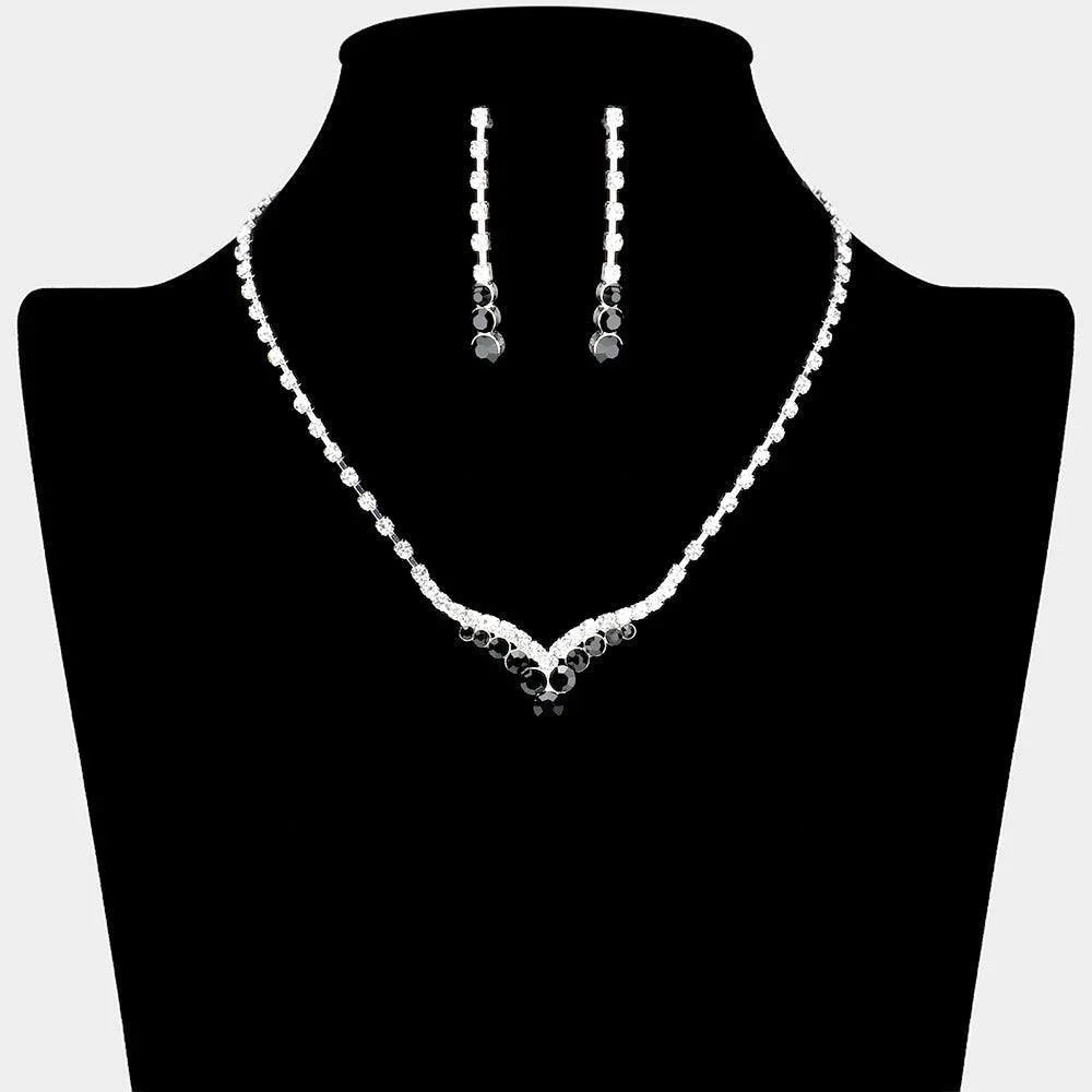 Black Bubble Stone Detail Rhinestone Necklace - Jewelry Store by Erik Rayo