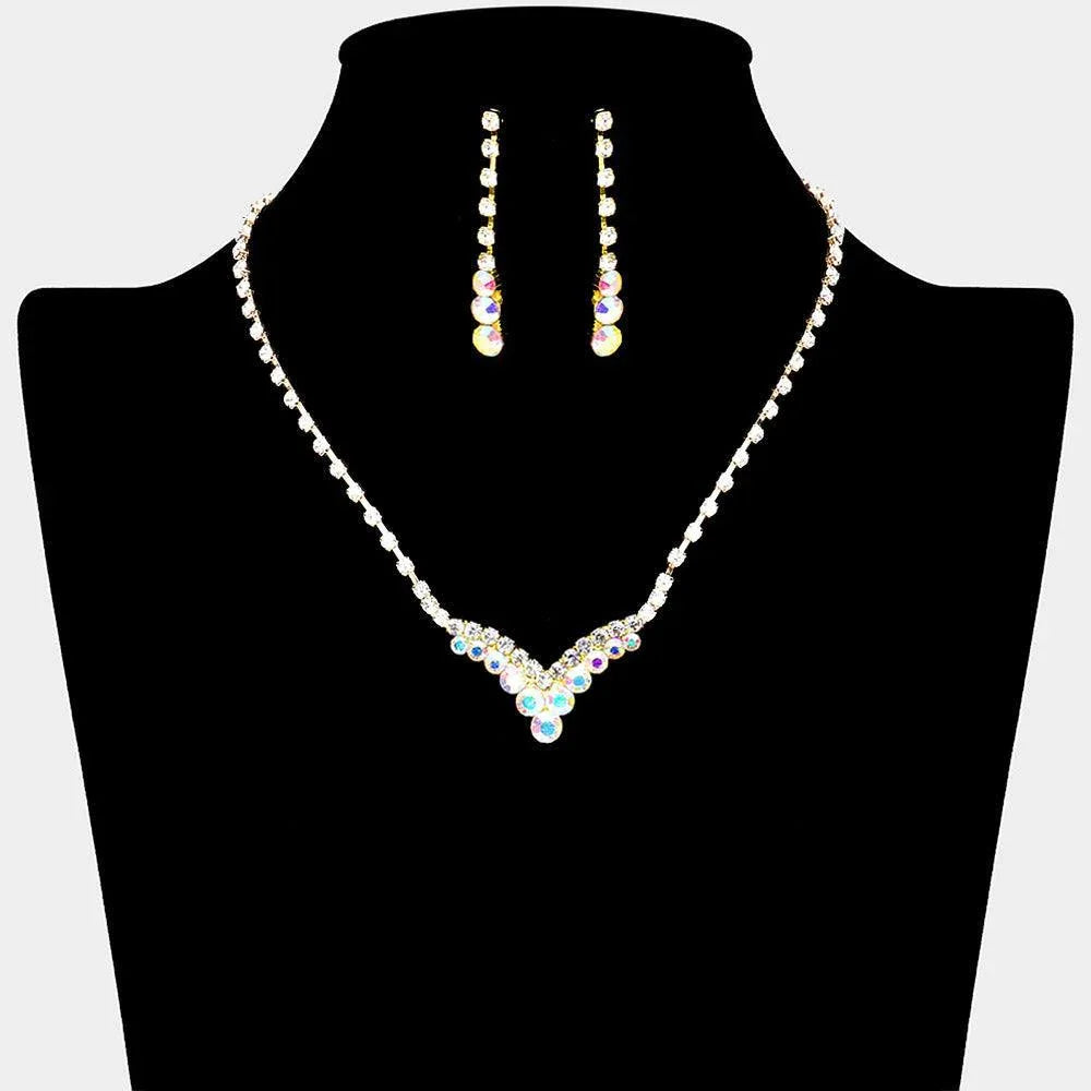 Gold Bubble Stone Detail Rhinestone Necklace - Jewelry Store by Erik Rayo