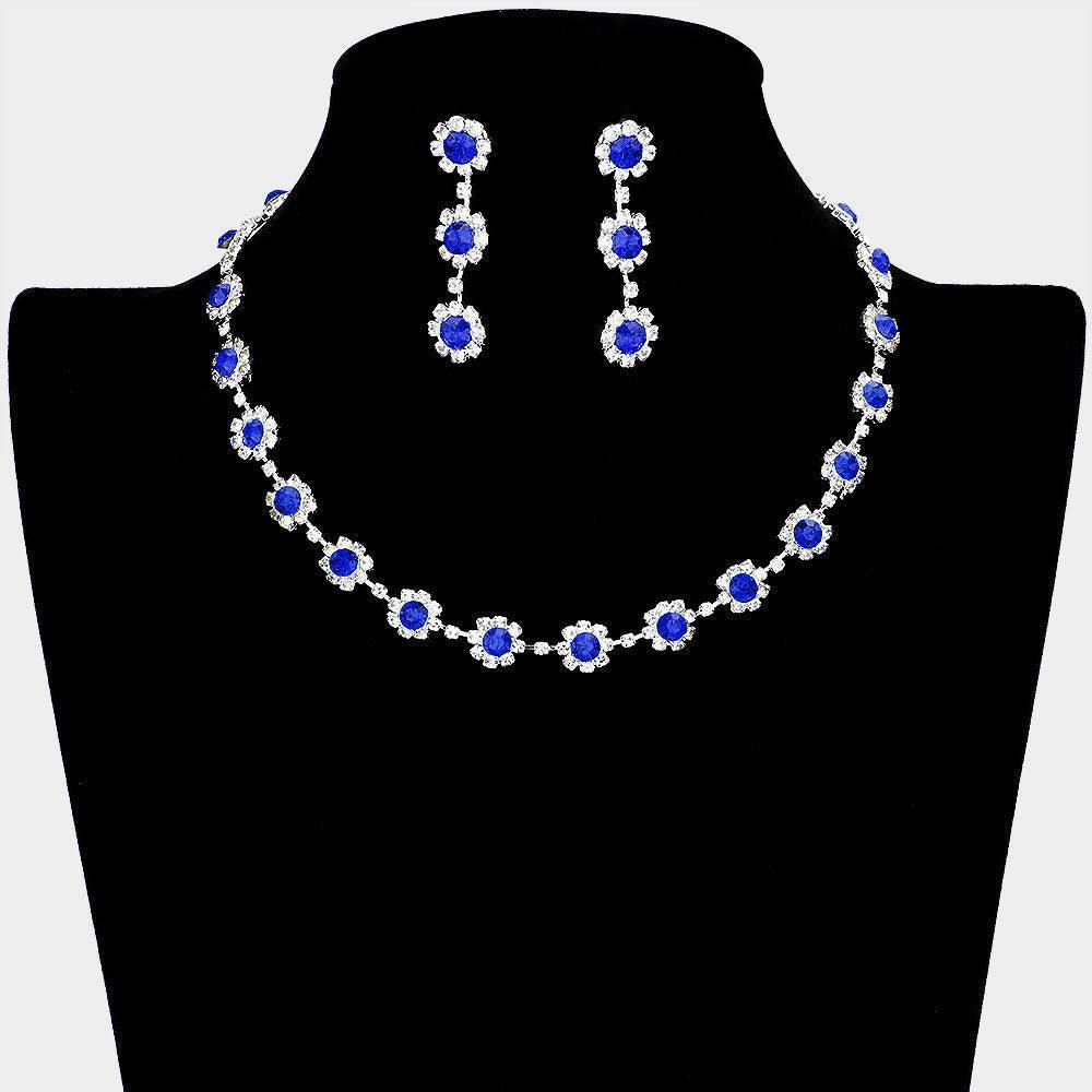 Blue Floral Crystal Rhinestone Collar Necklace - Jewelry Store by Erik Rayo