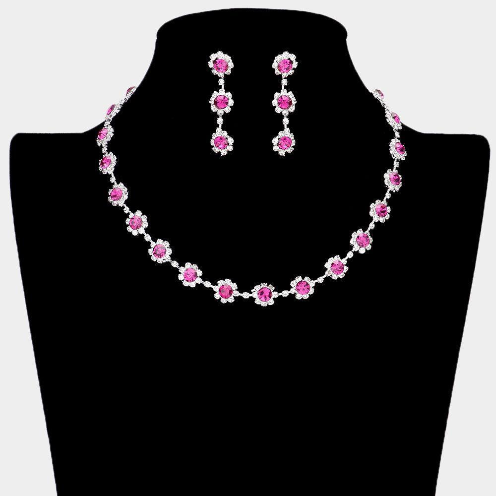 Fuchsia Floral Crystal Rhinestone Collar Necklace - Jewelry Store by Erik Rayo