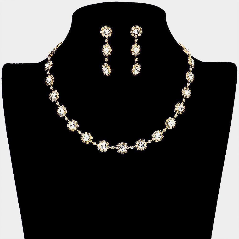 Gold Floral Crystal Rhinestone Collar Necklace - Jewelry Store by Erik Rayo