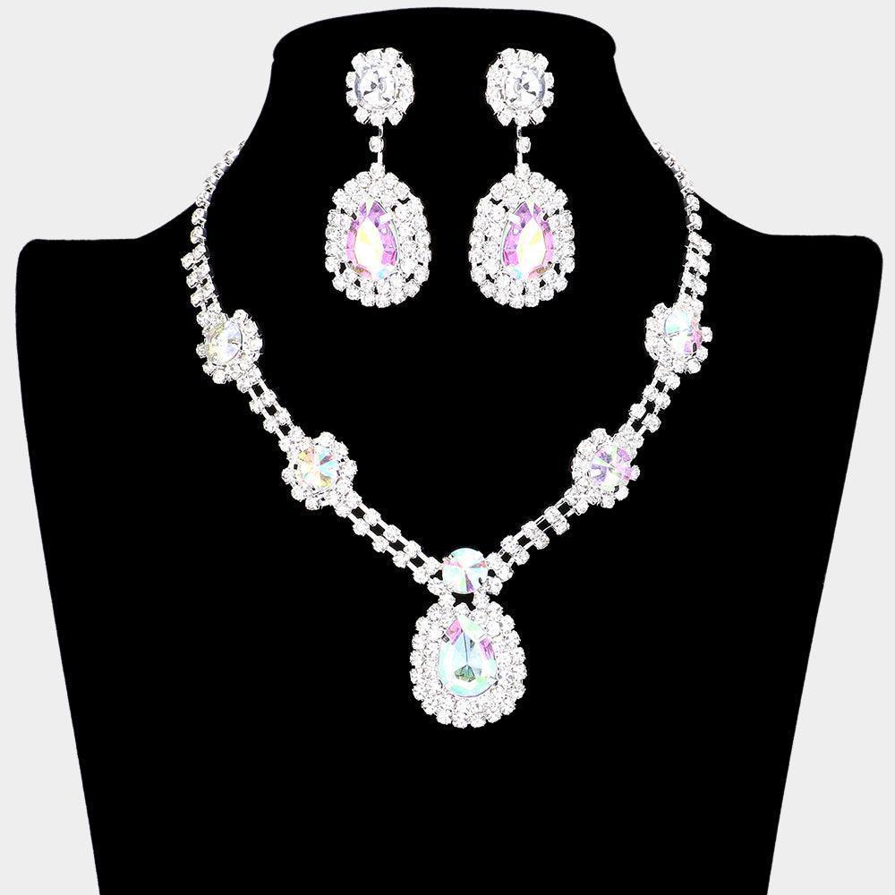 Clear Teardrop Accented Rhinestone Necklace - Jewelry Store by Erik Rayo