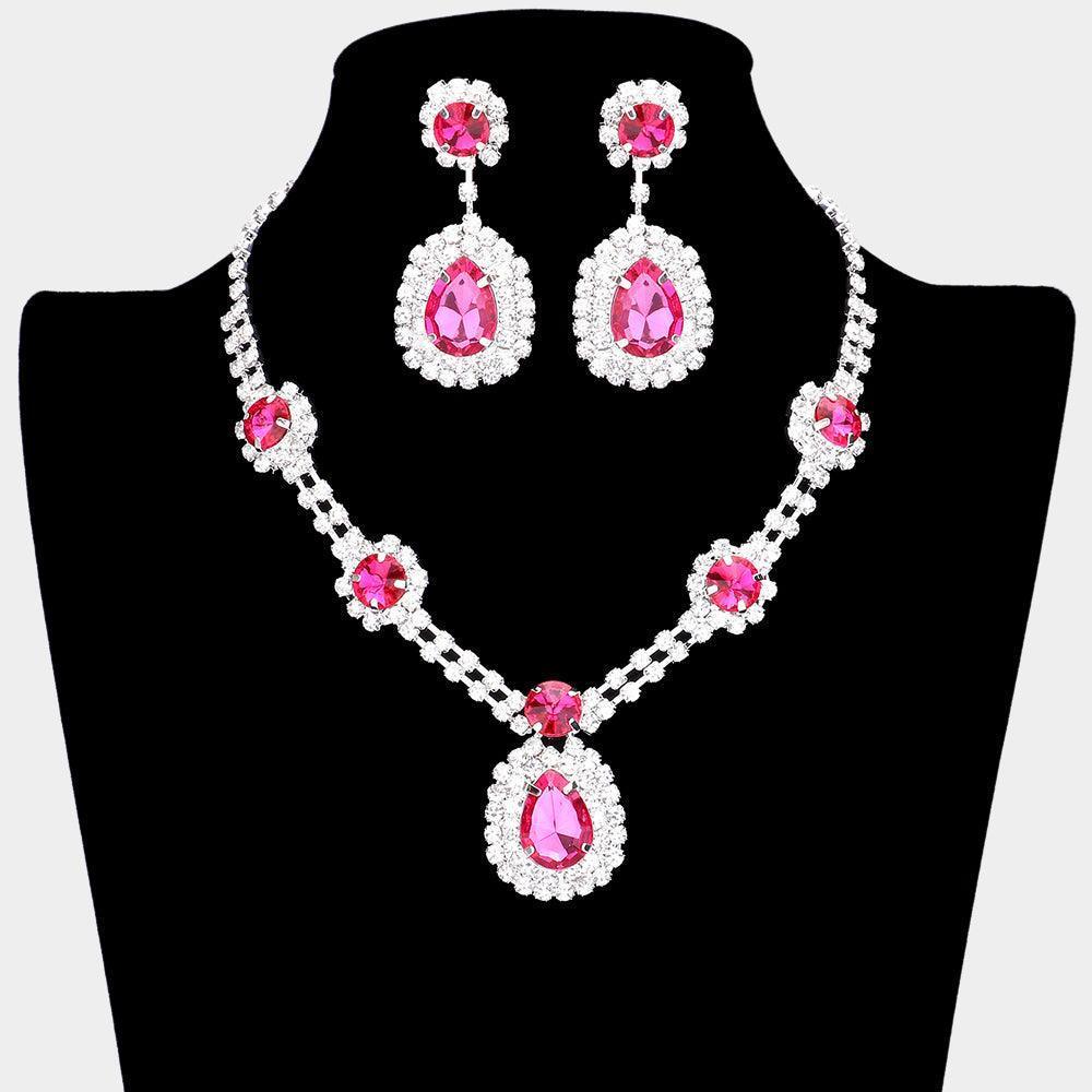 Clear Teardrop Accented Rhinestone Necklace - Jewelry Store by Erik Rayo