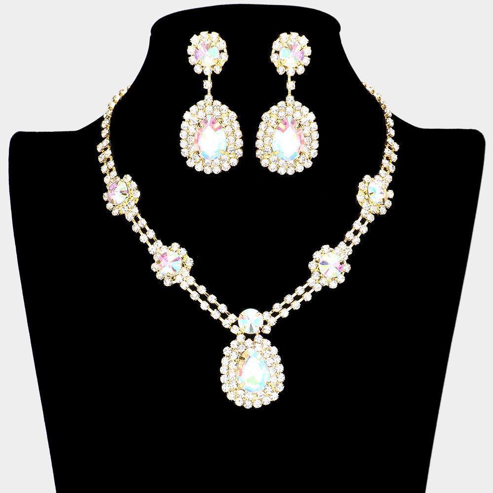 Clear Teardrop Accented Rhinestone Necklace - Jewelry Store by Erik Rayo